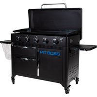 Plancha à gaz 5 brûleurs en acier inoxydable – Surface de cuisson 4 174 cm² – Puissance 13,5 kW – Plaque en céramique anti-adhésive – Pitboss