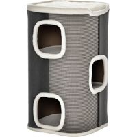 Arbre à chat 74 cm Haut avec 3 niveaux, gris et blanc, griffoir, coussin, tunnel pour chat, idéal petits chats
