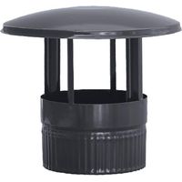 Cappello nero vetrificato 900°C-Ø150 mm-Rosone per condotti di stufe e caminetti