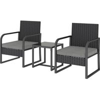 Salotto da giardino rotin 2 poltrone tavolino vetro nero