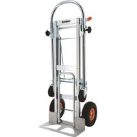 Diable aluminium 3 en 1 - charge maxi 250kg - 2 roues pivotantes - 2 roues gonflables - Plateau 45,5 x 18 cm