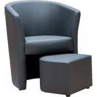 Poltrona Pegasus 62x62x76 cm in Similpelle grigia con pouf