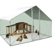 Enclos poulailler IDMARKET - 6 m² parc grillagé - 3x2 M - Acier galvanisé - Naturel