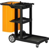 Carro de Limpieza con Bolsa con Ruedas y 3 Estantes Carro para Limpieza para Hotel 121x50,5x96,5 cm Negro y Amarillo
