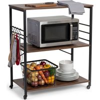 3-Tier Kitchen Cart With Wheels, 6 S-Hooks