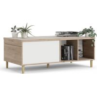 Tavolino 119 x 60 cm bianco opaco e rovere - Trapani