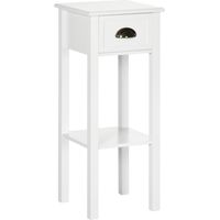 HOMCOM Mesa Auxiliar Mesita de Noche con Cajón y Estante de Almacenamiento Estilo Moderno para Salón Dormitorio 30x30x75 cm Blanco