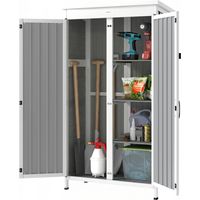 Armadio da giardino legno acciaio con ripiani rimovibili e porta bloccabile 94x43x166 cm bianco nero