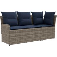 vidaXL Garden Armrest Sofa with Corner Sofa 2 Piece Grey and Navy Blue