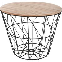 Table d'appoint design en MDF et métal noir - Dim : D.38 x H.30,5 cm -PEGANE