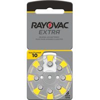 Pile bouton zinc-air Taille 10 – 1,4V 105 mAh – Lot de 8 pièces pour appareils auditifs – Performance accrue – Rayovac