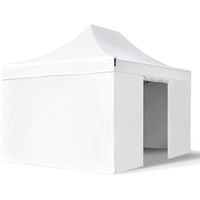TOOLPORT 3x4.5m PES 750 Pop up gazebo party tent PREMIUM Steel 40 mm, incl. Sidewalls, white