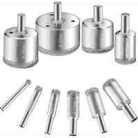 Forets Diamantés de Qualité Supérieure en Acier au Carbone, Perceuse sur Verre, Céramique, Porcelaine, Carrelage, Marbre, Ø6 mm-50 mm, Lot de 15