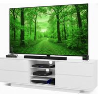 Homeology Avitus Premium High Gloss White with 4-White Drawers & 3-Shelf 32"-65" LED/ OLED / LCD TV Cabinet