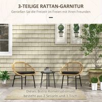 Ensemble de salon de jardin en rotin jaune avec 2 fauteuils et table