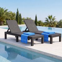 Lot de 2 Bain de soleil -Chaise longue de jardin design imitation rotin,transat jardin exterieur, inclinable , pour piscine et terrasse, gris foncé