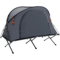 Kampeerbed met koepeldak, tent + veldbed, weerbestendig, opvouwbaar, grijs, 200 cm x 86 cm x 147 cm