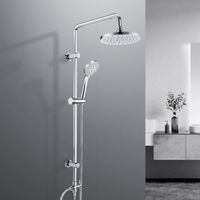 JOHO Colonne de douche sans robinetterie – Système mural avec fixations réglables, douche de tête effet pluie Ø20 cm en ABS, ensemble de douche robuste pour salle de bain et baignoire