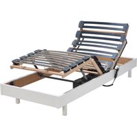 Sommier relaxation électrique 80x200 cm – Structure MDF blanc – 28 lattes multiplis – Moteurs 4500N – Réglages indépendants tête et pieds – Weber Industries