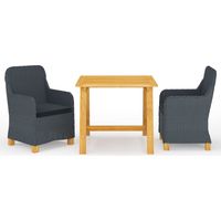 Juego de comedor de jardín de 3 piezas gris oscuro 020013628