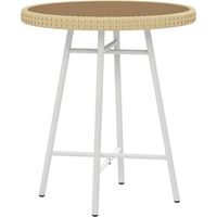 Mesa Auxiliar de Ratán Sintético con Tablero Plástica y Marco de Acero Galvanizado 50x50x55 cm Natural