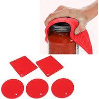 Tapis silicone anti-dérapant et résistant à la chaleur - Pack de 5 (3 rond 185mm, 2 carré 180mm) - Support pour casseroles et cocottes - Rouge