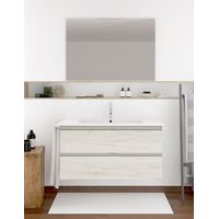 Ibiza Badezimmer-Set mit 2 Schubladen, 8 verschiedene Farben, 15 Maße, inkl. Möbel, Waschbecken und Spiegel, Graphit 120x45Cm 1 Waschbecken