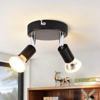 GBLY Faretto LED da Soffitto GU10 Lampada da Cucina - Plafoniera Moderna Rotonda 2 Lampadine Faretti da Soffitto 350° per Cucina Corridoio Camera da Letto Soggiorno - Senza Lampadina Nero