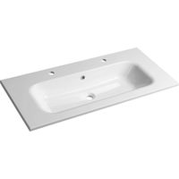 Sapho - Waschbecken, 46x101 cm, mit Überlauf, 2 Hahnlöcher, weiß SD101-2