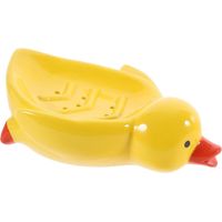 Porte-savon en céramique en forme de canard mignon, porte-savon autonettoyant jaune, boîte de rangement