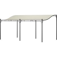 Pergola adossée 3 x 5 m tonnelle de jardin en métal et toile polyester blanc crème - PANGIVO