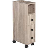 Support Porte-Papier Toilette Armoire 3 Niveaux, Sortie Papier Intégrée Panneaux Aspect Chêne Clair