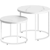 Mesa de centro redonda, 2 piezas - patas de mármol/blancas