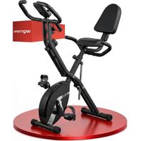 Bicicleta Estática Plegable Silenciosa con Resistencia Magnética Monitor LCD y Bandas para Brazos 43x97x109 cm Negro
