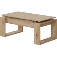Couchtisch Flint, Couchtisch mit abnehmbarer Platte, Couchtisch für das Wohnzimmer, cm 105x55h45/56, Eichenknoten