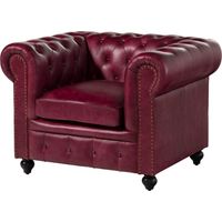 CHESTERFIELD 402 Poltrona - vera pelle / rosso 105x82x75