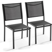 Oviala – Lot de 2 chaises de jardin empilables en aluminium et textilène – Charge maximale 100 kg – Protection époxy contre rouille et UV