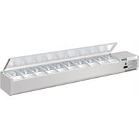 Saladette réfrigérée 10 x GN 1/4 (P)100 mm, à poser avec couvercle, 120 W, 220 V - MONO