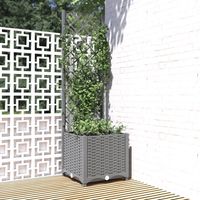 vidaXL Garden Planter with Trellis&Wheels Light Grey 40 x 40 x 136 cm