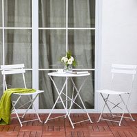Set Tavolo e 2 Sedie Pieghevoli da Giardino per Esterno Bistrot Bianco