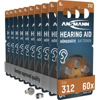ANSMANN Hörgerätebatterien Typ 312 P312 ZL3 PR41, 60 Stück