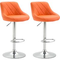 CLP – Set de 2 tabourets de bar Lazio en similicuir – Hauteur réglable 83-104 cm – Assise pivotante 360° – Repose-pied ergonomique