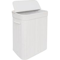 Bamboo Laundry Hamper With Lid, Washable Liner