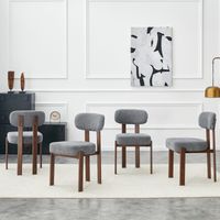 AMXCNOY Ensemble de chaises de salle à manger style mid-century moderne, lot de 4 chaises en lin épaisses capitonnées avec dossier incurvé, chaise de repas style rustique, chaise de cuisine.