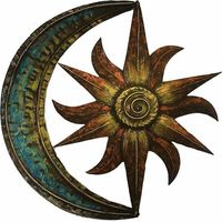 Sun Moon Metal Wall Art, Creative Wall Hanging Decoration for Garden, Vintage Decor Wall Art for Living Room Bedroom(30X30cm)