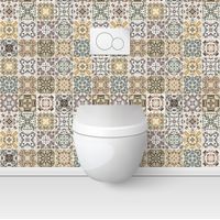 Crédence adhésive WC - Effet carreaux de ciment - 80x80 cm - Adhésif + Protection BRILLANTE