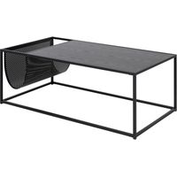 Mesa de centro Norsica Sevferi 130, Cenizas negro + Negro, 40x60x110cm, Diámetro: 0, MDF, Angular