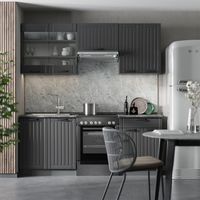 Küchenzeile Fame-Line, Dunkelgrau, 200 cm , AP Marmor, Vicco