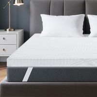 Surmatelas 140x190 cm INRE, Épaisseur de 6 cm, Mousse à haute résilience, Confort moelleux ou tonique, Ergonomique, Housse Lavable