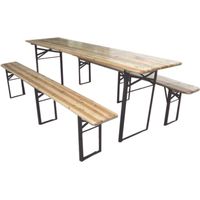Set tavolo + 2 panche birreria 3 gambe tavolo cm.220x80x77h. - panche cm.220x25x47h.